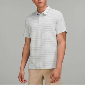 Lululemon Evolution Short Sleeve Polo Slim Fit Serenity Stripe Vapor Grey XL